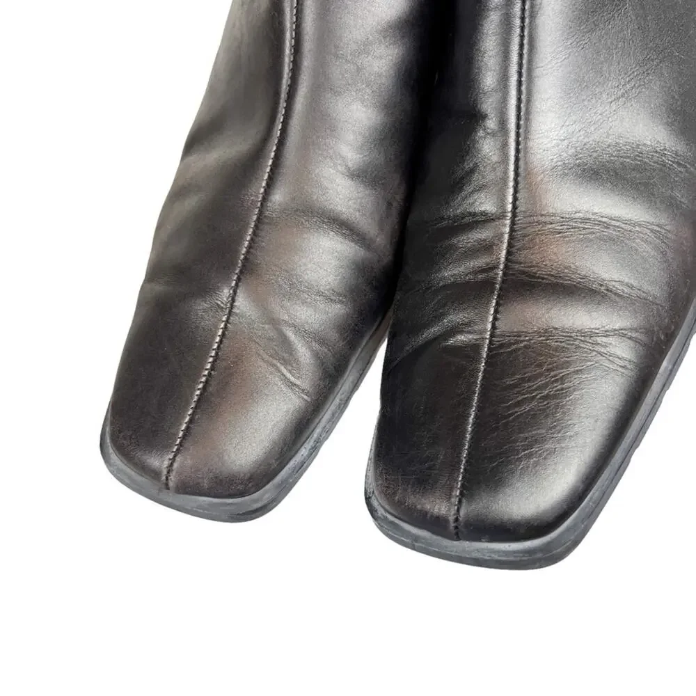 Vintage Ecco Black Leather Square Toe Ankle Boots Booties‎ Size 7